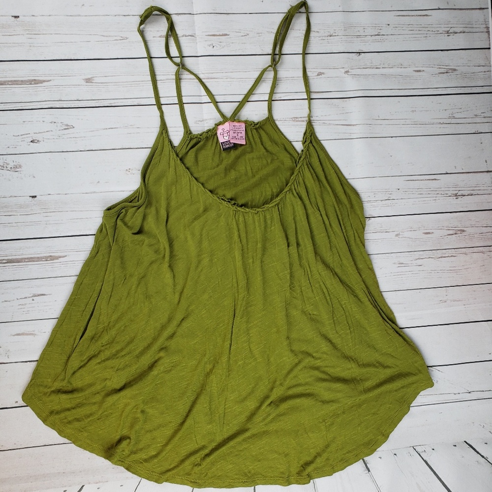 LOAH Olive Green Soft Flowy Long Tank Top S
